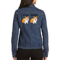 Corgi Sitting And Standing Ladies Denim Jacket | Artistshot