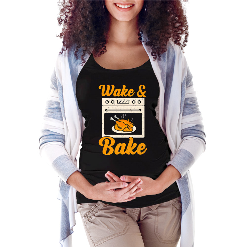 Wake Bake Turkey Feast Meal Dinner Chef Thanksgiving Maternity Scoop Neck T-shirt by namnguyen | Artistshot