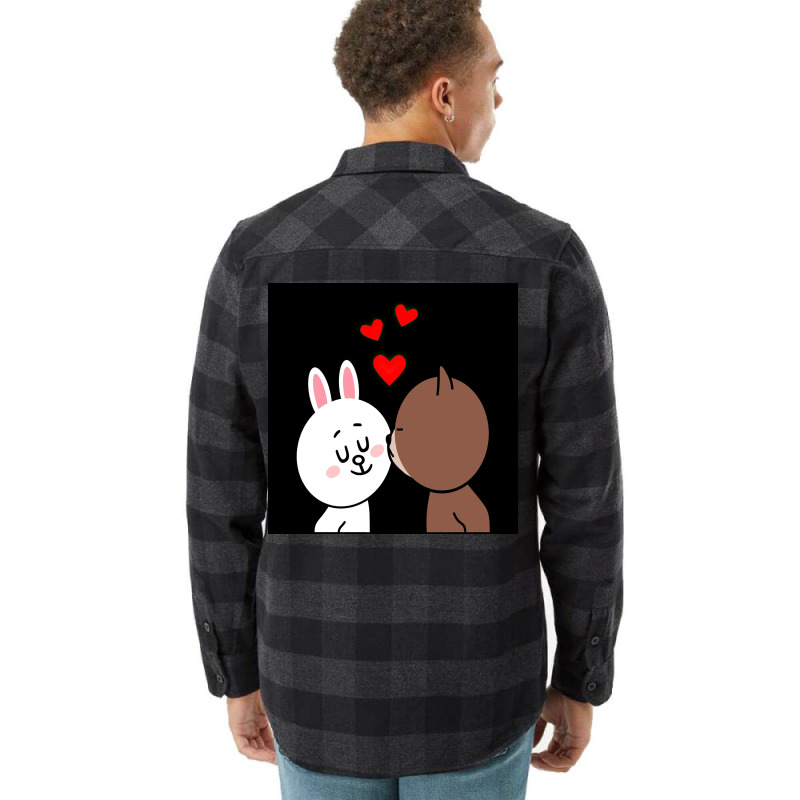 Brown Bear Cony Bunny Rabbit The Kiss Flannel Shirt | Artistshot