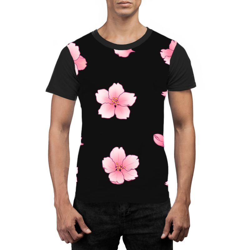 Falling Sakura Cherry Blossom Art Graphic T-shirt | Artistshot