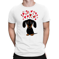 Black And Tan Dachshund With Valentine Hearts T-shirt | Artistshot