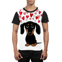 Black And Tan Dachshund With Valentine Hearts Graphic T-shirt | Artistshot