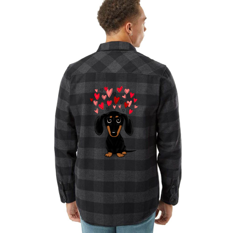 Black And Tan Dachshund With Valentine Hearts Flannel Shirt | Artistshot