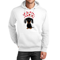 Black And Tan Dachshund With Valentine Hearts Unisex Hoodie | Artistshot