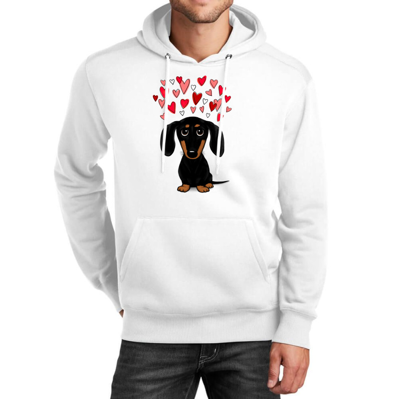 Black And Tan Dachshund With Valentine Hearts Unisex Hoodie | Artistshot