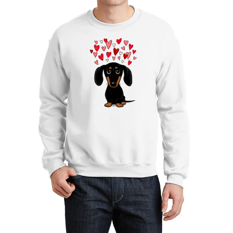 Black And Tan Dachshund With Valentine Hearts Crewneck Sweatshirt | Artistshot