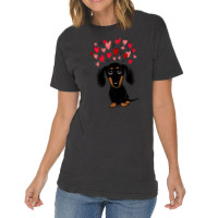 Black And Tan Dachshund With Valentine Hearts Vintage T-shirt | Artistshot