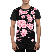 Falling Sakura Cherry Blossom Graphic T-shirt | Artistshot