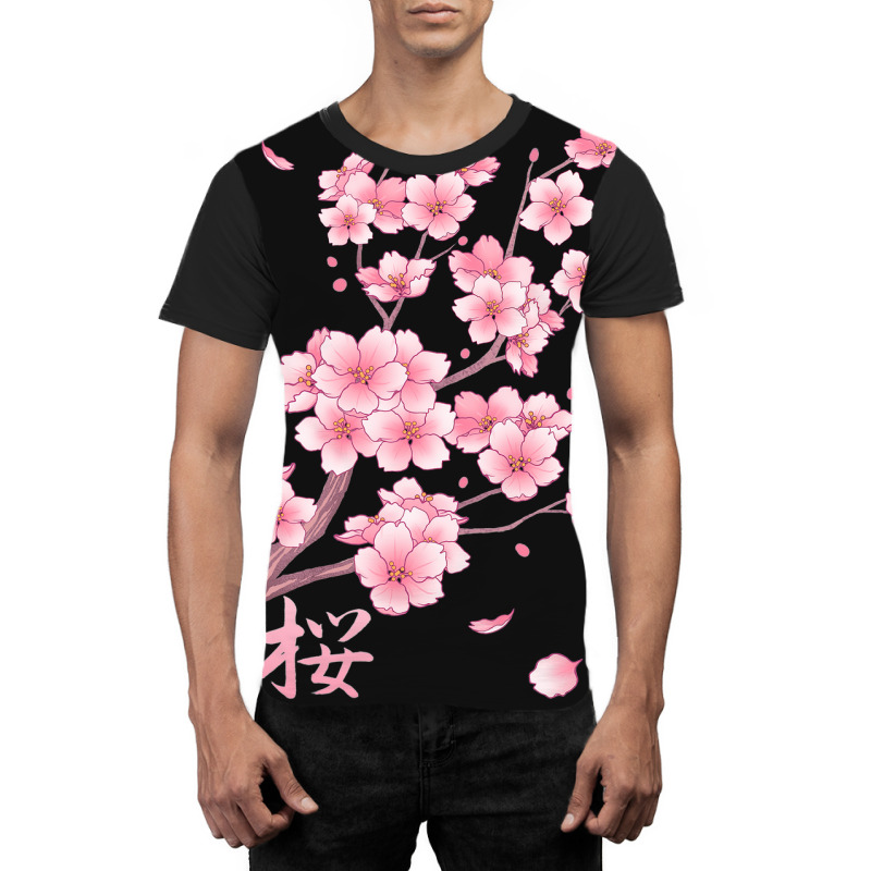 Falling Sakura Cherry Blossom Graphic T-shirt | Artistshot