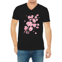 Falling Sakura Cherry Blossom V-neck Tee | Artistshot