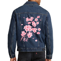 Falling Sakura Cherry Blossom Men Denim Jacket | Artistshot