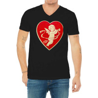 Red Heart Valentine Coquette Cherub Angel V-neck Tee | Artistshot