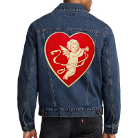 Red Heart Valentine Coquette Cherub Angel Men Denim Jacket | Artistshot