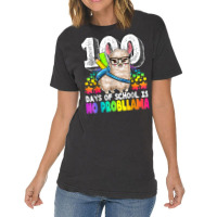 100 Days Of School No Prob Llama Teacher Or Student Gifts T Shirt Vintage T-shirt | Artistshot