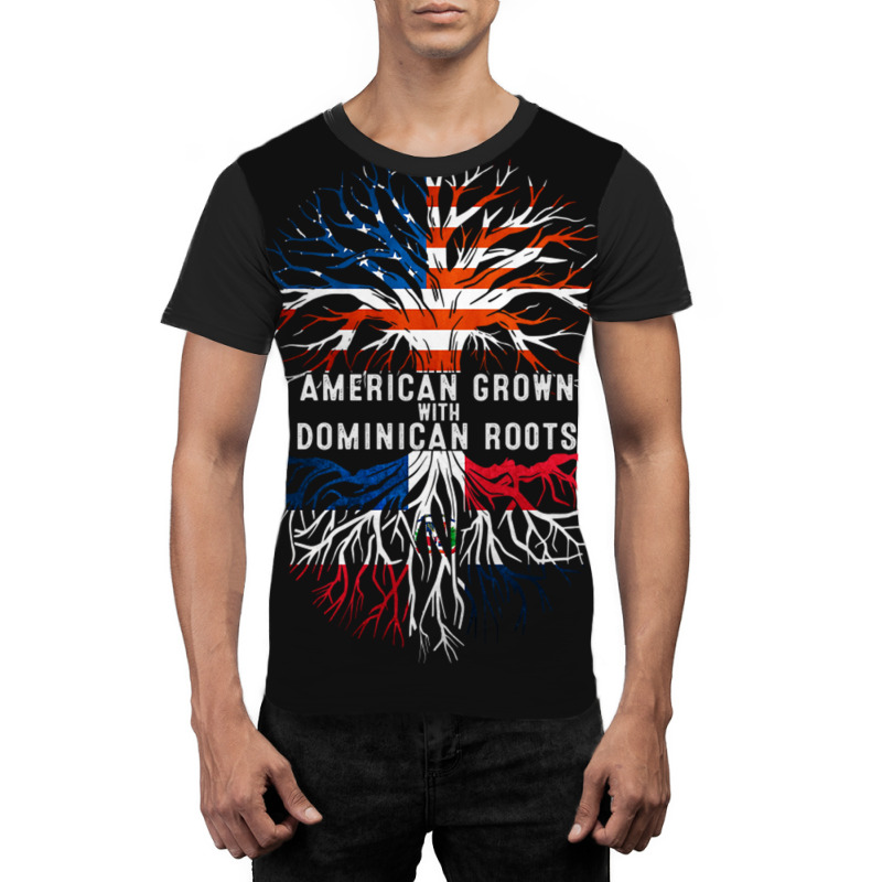 American Grown With Dominican Roots Tree Dominican Republic Flag Usa Graphic T-shirt by DaniArt | Artistshot