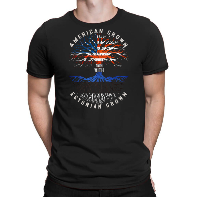 American Grown With Estonian Roots Estonia Flag Usa Flag T-shirt | Artistshot