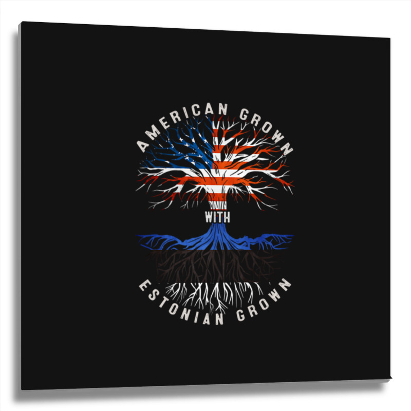 American Grown With Estonian Roots Estonia Flag Usa Flag Metal Print Square | Artistshot