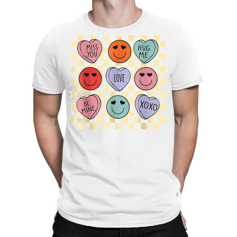 Hearts Happy Face Retro Groovy Valentines Day Women Men T Shirt T-shirt | Artistshot