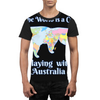 World Is A Cat Playing Map Graphic T-shirt | Artistshot