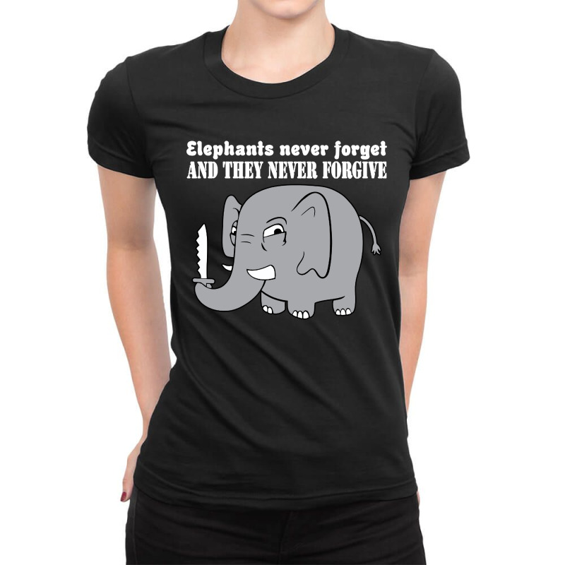 Elephants Never Forgive Ladies Fitted T-Shirt by Brownbubbles | Artistshot