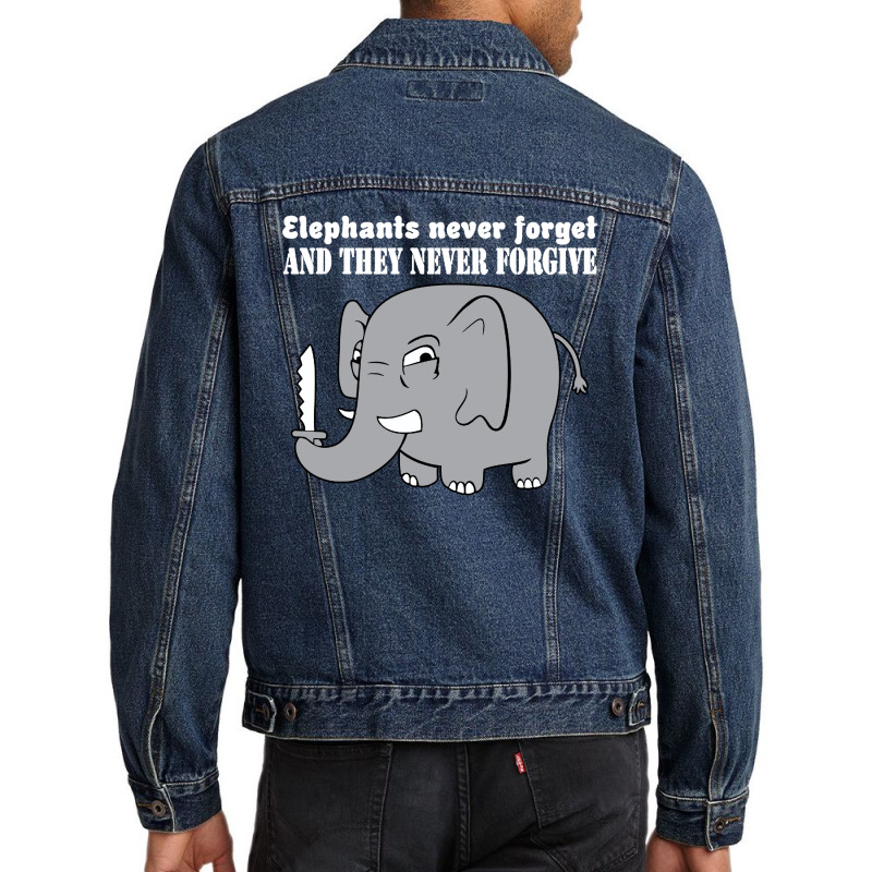 Elephants Never Forgive Men Denim Jacket by Brownbubbles | Artistshot