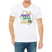 Mardi Gras Y'all Galveston Fun Cute Beads And Mask T Shirt V-neck Tee | Artistshot