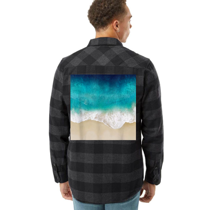 Retro Modern Colorful Aqua Ocean Waves Paint T Shirt Flannel Shirt | Artistshot