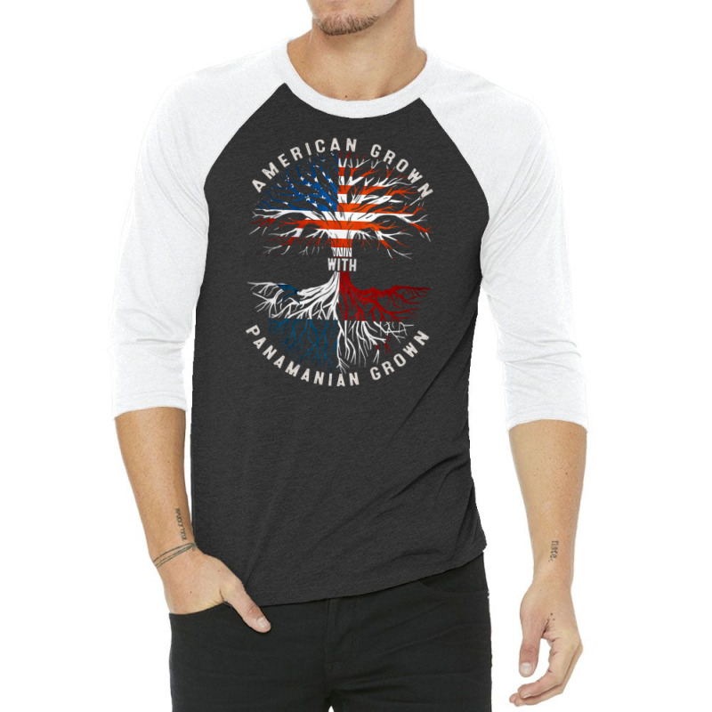 American Grown With Panamanian Roots Tree Panama Flag Usa Flag 3/4 Sleeve Shirt by DaniArt | Artistshot