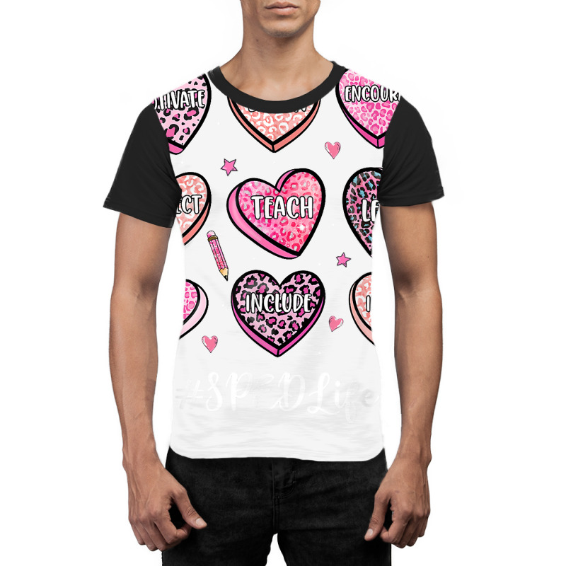 Candy Heart Teach Love Inspire Sped Teacher Valentine T Shirt Graphic T-shirt | Artistshot