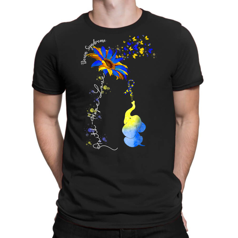 Faith Hope Love Down Syndrome Awareness Ribbon Yellow Blue T Shirt T-shirt | Artistshot