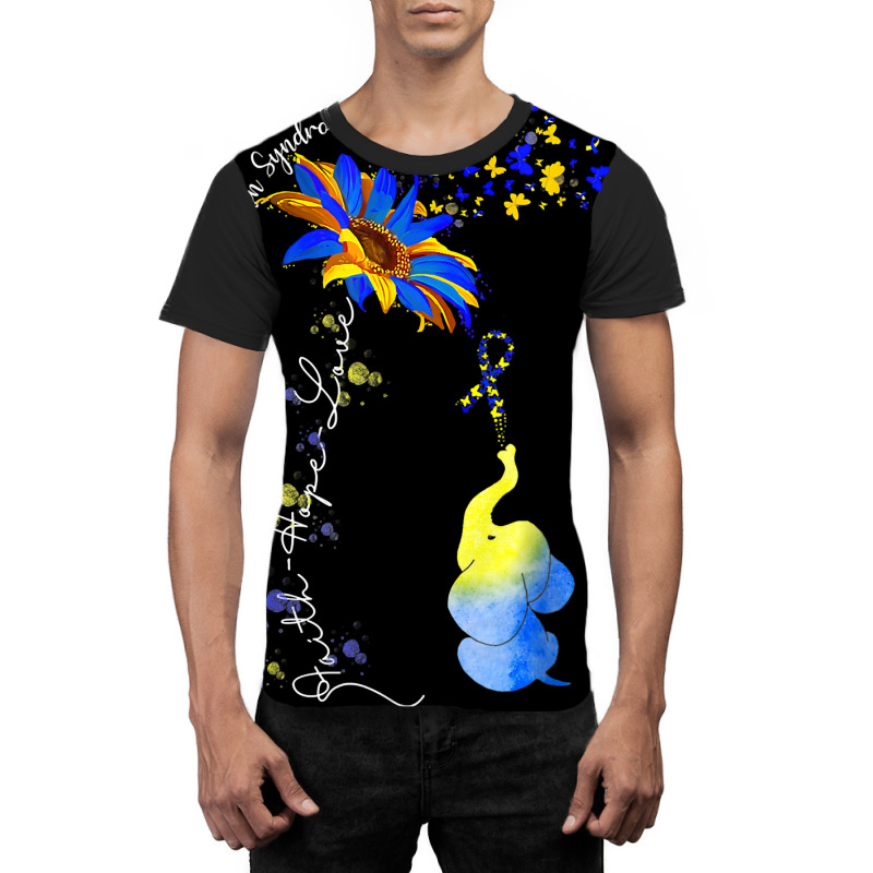 Faith Hope Love Down Syndrome Awareness Ribbon Yellow Blue T Shirt Graphic T-shirt | Artistshot