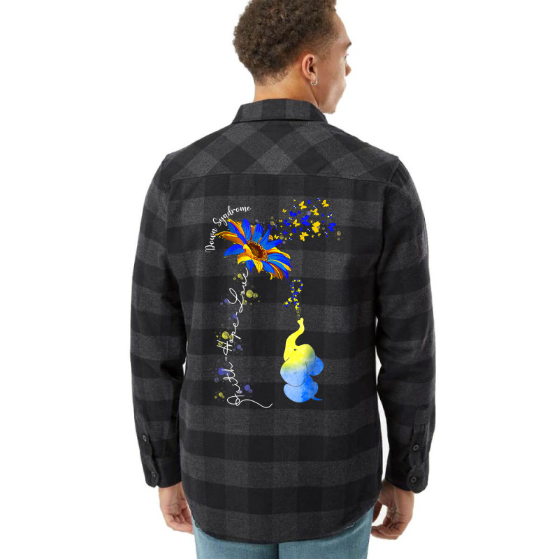 Faith Hope Love Down Syndrome Awareness Ribbon Yellow Blue T Shirt Flannel Shirt | Artistshot