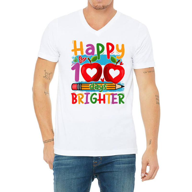 Happy 100 Days Brighter Shirt For Teachers Kids Boys Girls T Shirt V-neck Tee | Artistshot