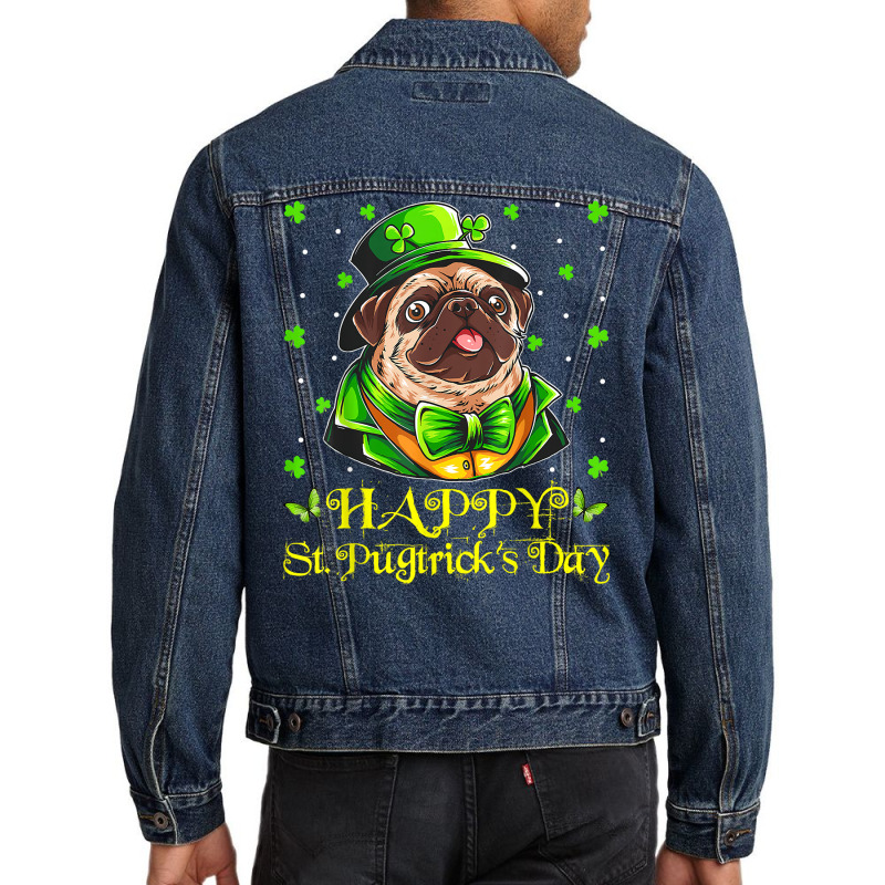 Happy St. Pugtrick's Day Leprechaun Hat Irish Ireland Flag T Shirt Men Denim Jacket | Artistshot