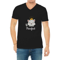 Perfect Cat Pun Fun Feline Animal Crown V-neck Tee | Artistshot