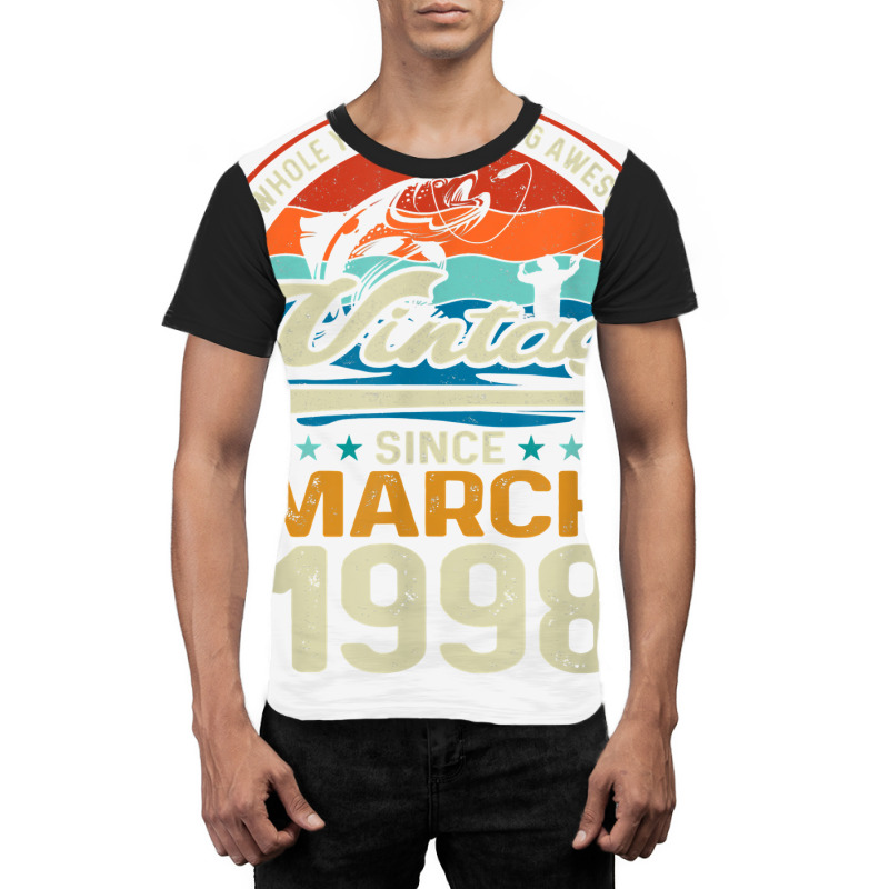 March 1998 Vintage 25th Birthday 25 Year Old Fishing Lovers T Shirt Graphic T-shirt | Artistshot