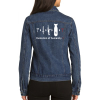 Funny Darwin Evolution Of Humanity Military Army Warfare Ladies Denim Jacket | Artistshot