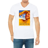 Austria. Winter Sports. Vintage Travel Poster V-neck Tee | Artistshot