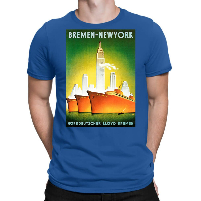 Bremen New York Line. Vintage Cruise Canvas Print T-Shirt by olsettorbasl | Artistshot