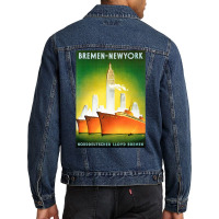 Bremen New York Line. Vintage Cruise Canvas Print Men Denim Jacket | Artistshot