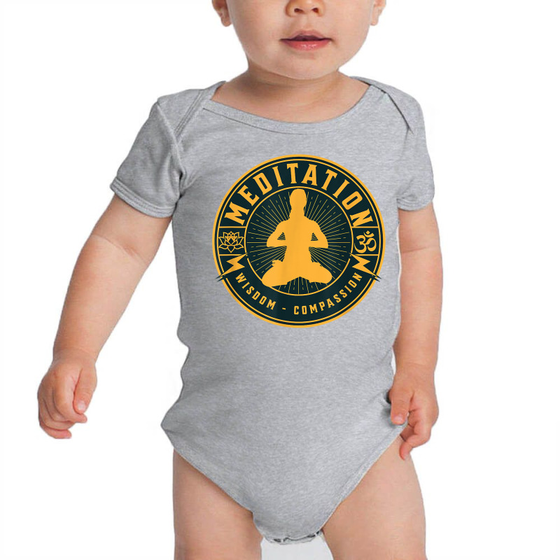 Meditation Wisdom Compassion   Sitting Meditator Lotus Om T Shirt Baby Bodysuit by latodorjnb | Artistshot