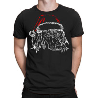 Dachshund Long Hair T  Shirt Long Haired Dachshund Dog With Santa Hat T-shirt | Artistshot