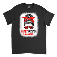 Womens Heart Disease Warrior Messy Bun Leopard Heart Disease T Shirt Classic T-shirt | Artistshot