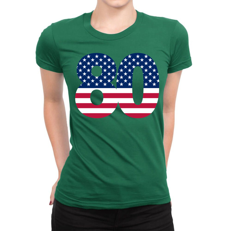 80 Patriot United States Number Eighty America Ladies Fitted T-Shirt by haftubaebir | Artistshot