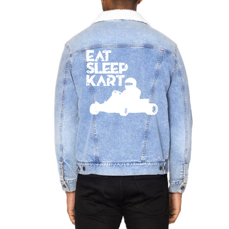 Gokart Racing Eat Sleep Kart Pro Unisex Sherpa-Lined Denim Jacket by rejahyertayb | Artistshot