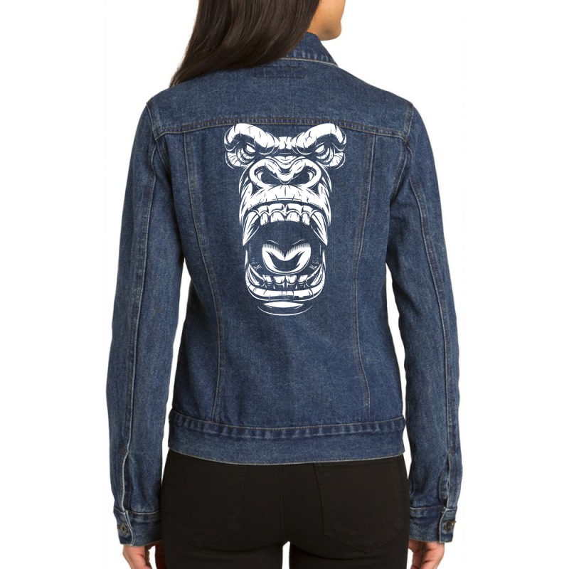 Gorilla Scream Ladies Denim Jacket by muryeljoguely | Artistshot