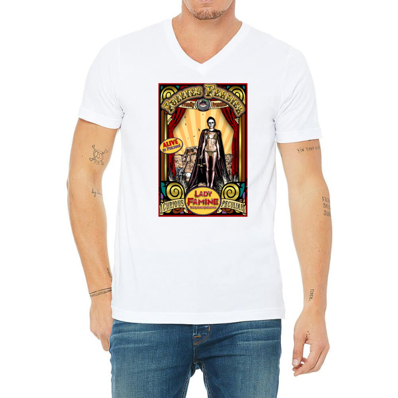 Lady Famine  The Living Skeleton Sideshow Poster V-Neck Tee by kebabbmkhabar | Artistshot