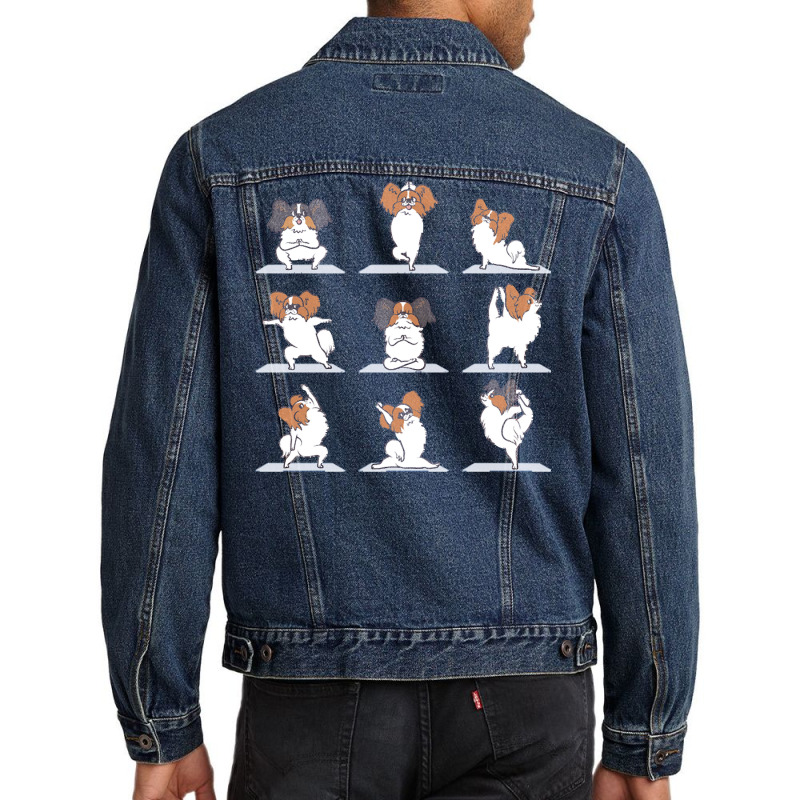 Papillon T  Shirt Papillon Dog Yoga T  Shirt Men Denim Jacket by stammivy480 | Artistshot