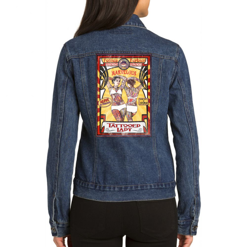 The Tattooed Lady Sideshow Poster Ladies Denim Jacket by duriomort6 | Artistshot