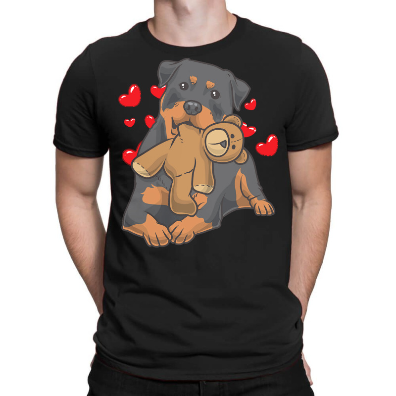 Rottweiler Baby T  Shirt Rottweiler Dog With Stuffed Animal And Hearts T-Shirt by stammivy480 | Artistshot